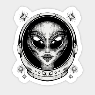 Alien Babe Astronaut Sticker